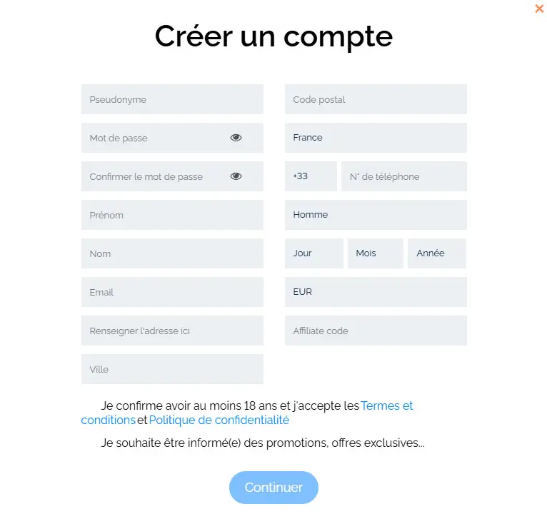 Processus d'inscription Betstro Casino
